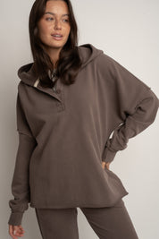 WASHED EFFECT HOODIE BROWN - LIMFJORD