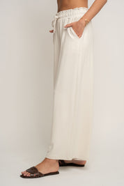 WOMEN'S ECRU VISCOSE TROUSERS - ELYSIA