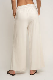 WOMEN'S ECRU VISCOSE TROUSERS - ELYSIA