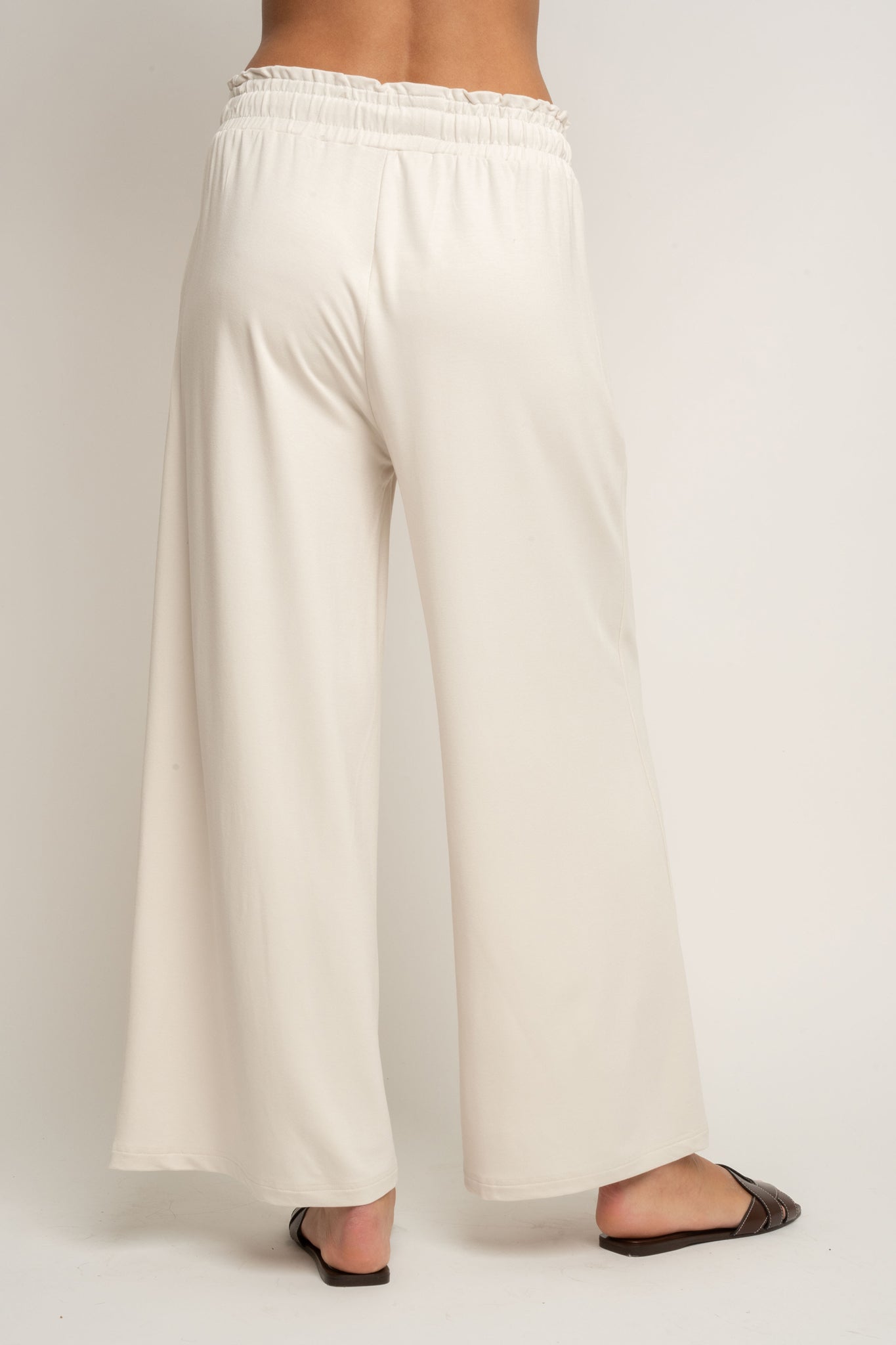 WOMEN'S ECRU VISCOSE TROUSERS - ELYSIA