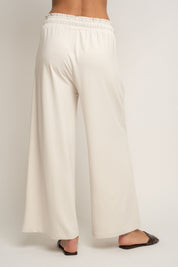 WOMEN'S ECRU VISCOSE TROUSERS - ELYSIA