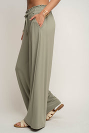 WOMEN'S VISCOSE TROUSERS KHAKI - ELYSIA