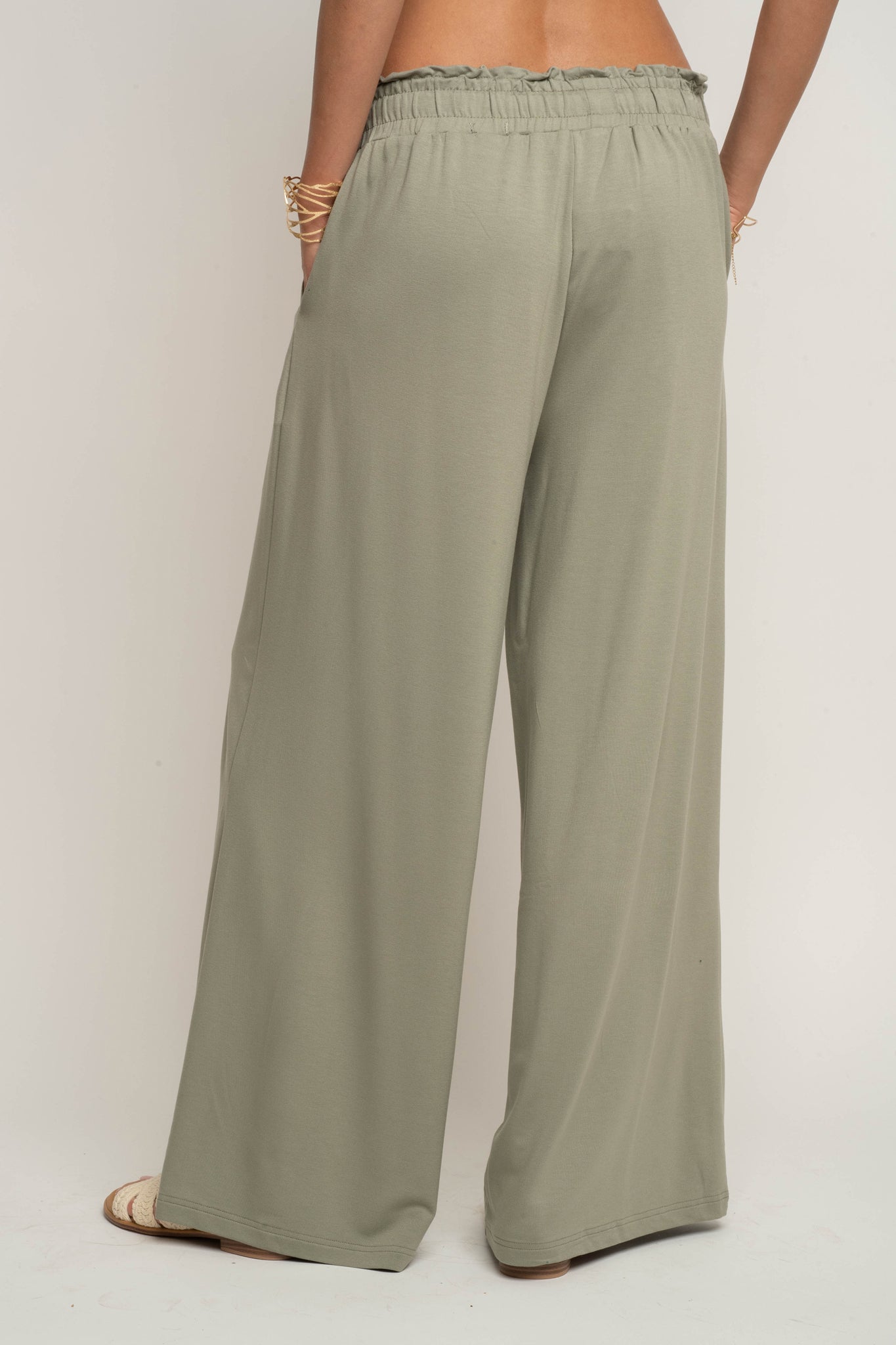 WOMEN'S VISCOSE TROUSERS KHAKI - ELYSIA