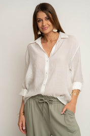 WOMEN'S ECRU MODAL SHIRT - HARPIA