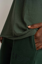 T-SHIRT OVERSIZE Z DELIKATNYM EFEKTEM SPRANIA ZIELONY - NUSA