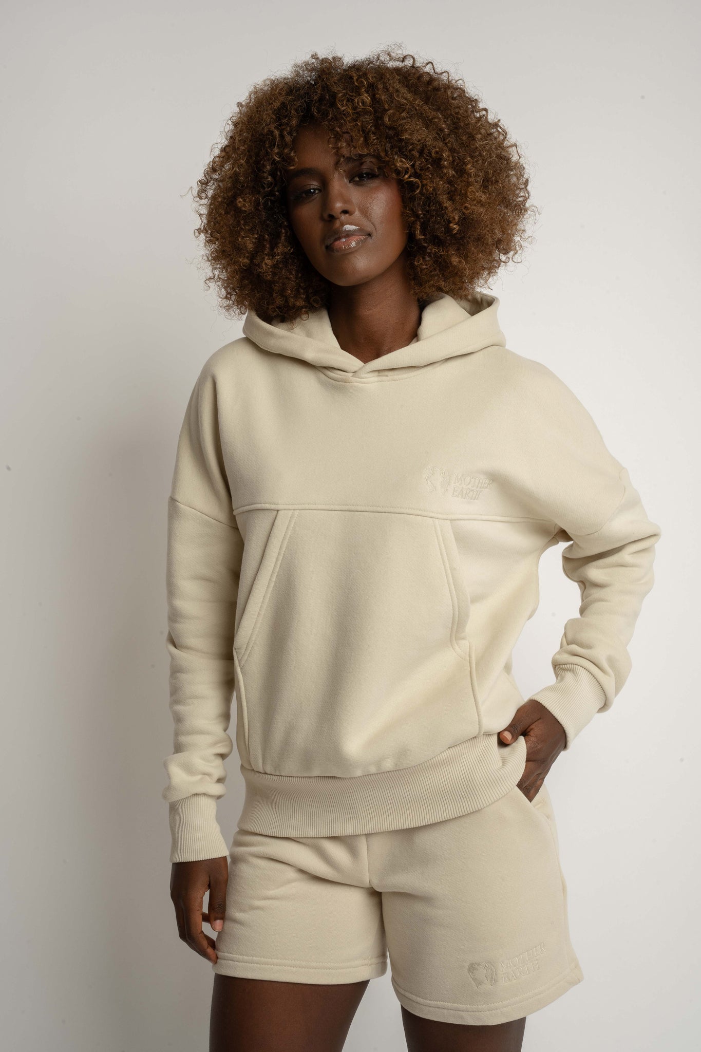 LIGHT BEIGE HOODED SWEATSHIRT - MURIA