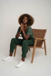 T-SHIRT OVERSIZE Z DELIKATNYM EFEKTEM SPRANIA ZIELONY - NUSA