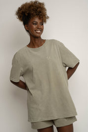WASHED EFFECT T-SHIRT OLIVE - TAHOE