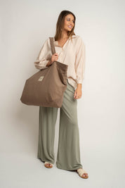 TORBA TYPU SHOPPER  BAG CIEMNOBEŻOWA - ADALAR