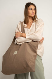 TORBA TYPU SHOPPER  BAG CIEMNOBEŻOWA - ADALAR