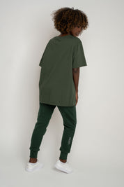 T-SHIRT OVERSIZE Z DELIKATNYM EFEKTEM SPRANIA ZIELONY - OYSTER