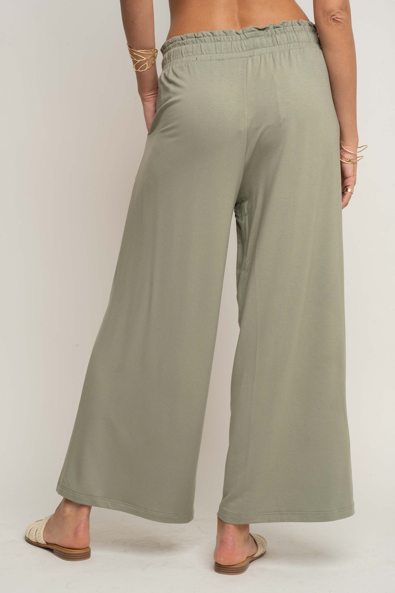 WOMEN'S VISCOSE TROUSERS KHAKI - ELYSIA