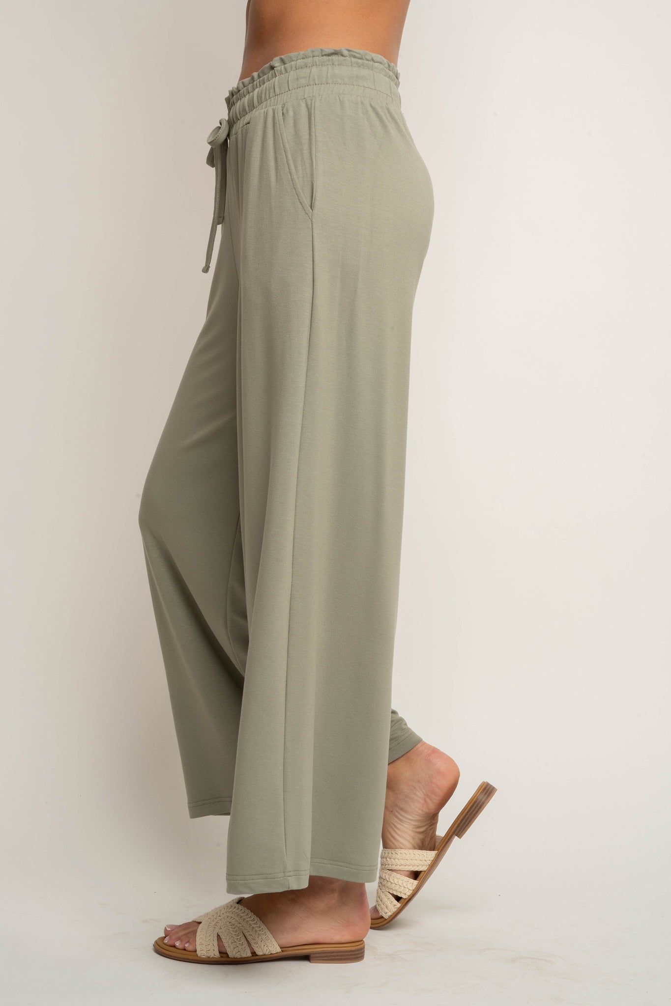 WOMEN'S VISCOSE TROUSERS KHAKI - ELYSIA