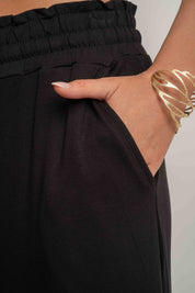 WOMEN'S VISCOSE TROUSERS BLACK - ELYSIA