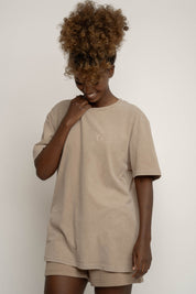 BEIGE WASHED-EFFECT T-SHIRT - TAHOE