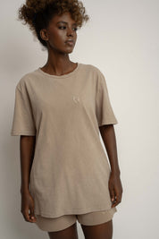 BEIGE WASHED-EFFECT T-SHIRT - TAHOE
