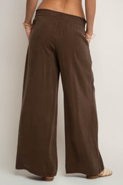 DAMSKIE SPODNIE Z MODALU BRĄZOWE - KYMA