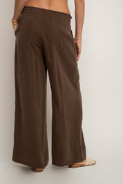 DAMSKIE SPODNIE Z MODALU BRĄZOWE - KYMA