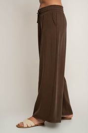 DAMSKIE SPODNIE Z MODALU BRĄZOWE - KYMA