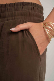 DAMSKIE SPODNIE Z MODALU BRĄZOWE - KYMA