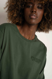 LONGSLEEVE OVERSIZE Z DELIKATNYM EFEKTEM SPRANIA ZIELONY - GILI