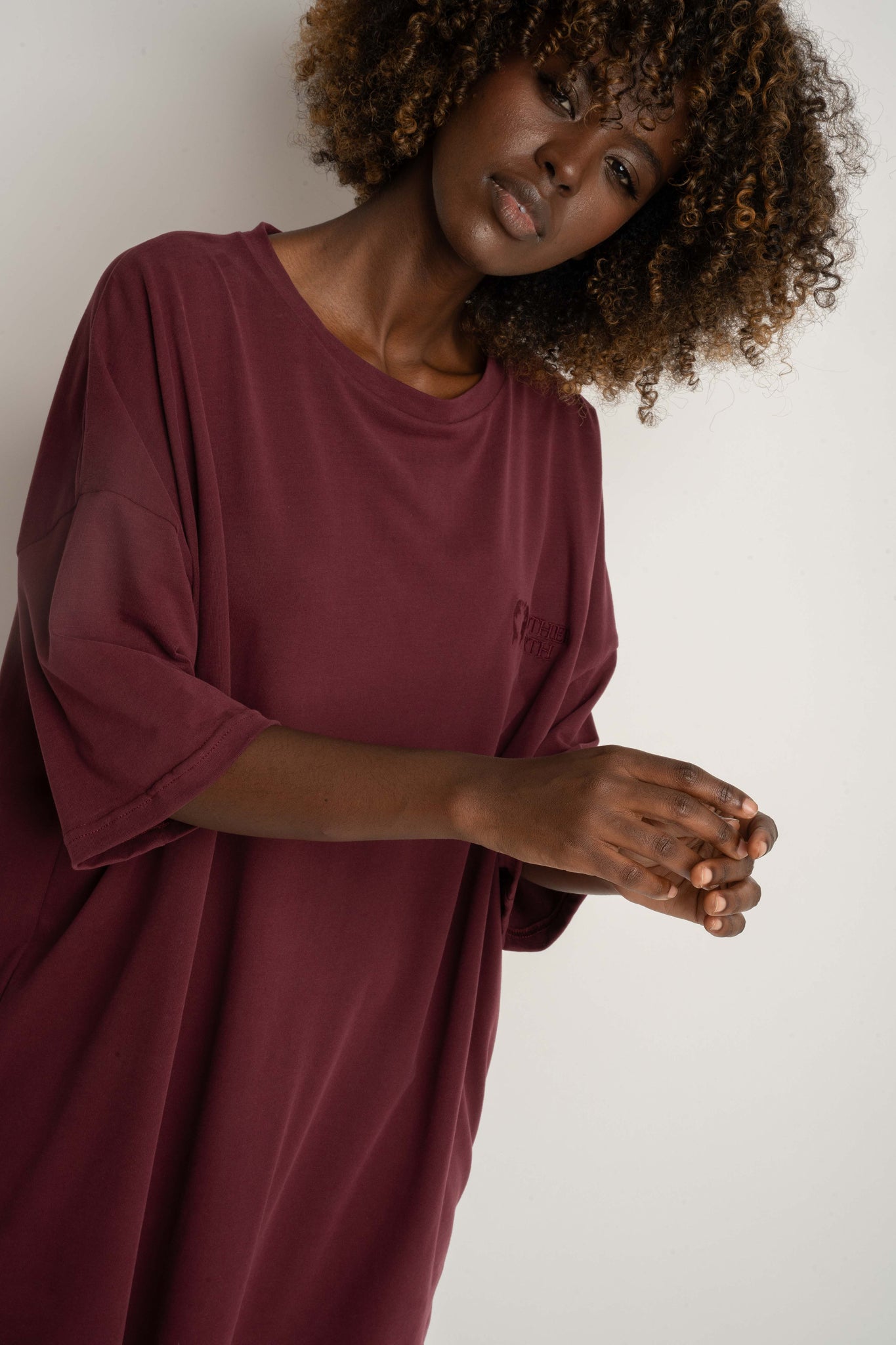 T-SHIRT OVERSIZE BORDOWY - GENEVA