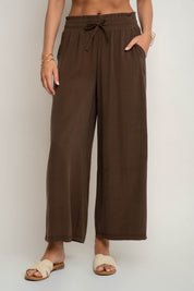 DAMSKIE SPODNIE Z MODALU BRĄZOWE - KYMA