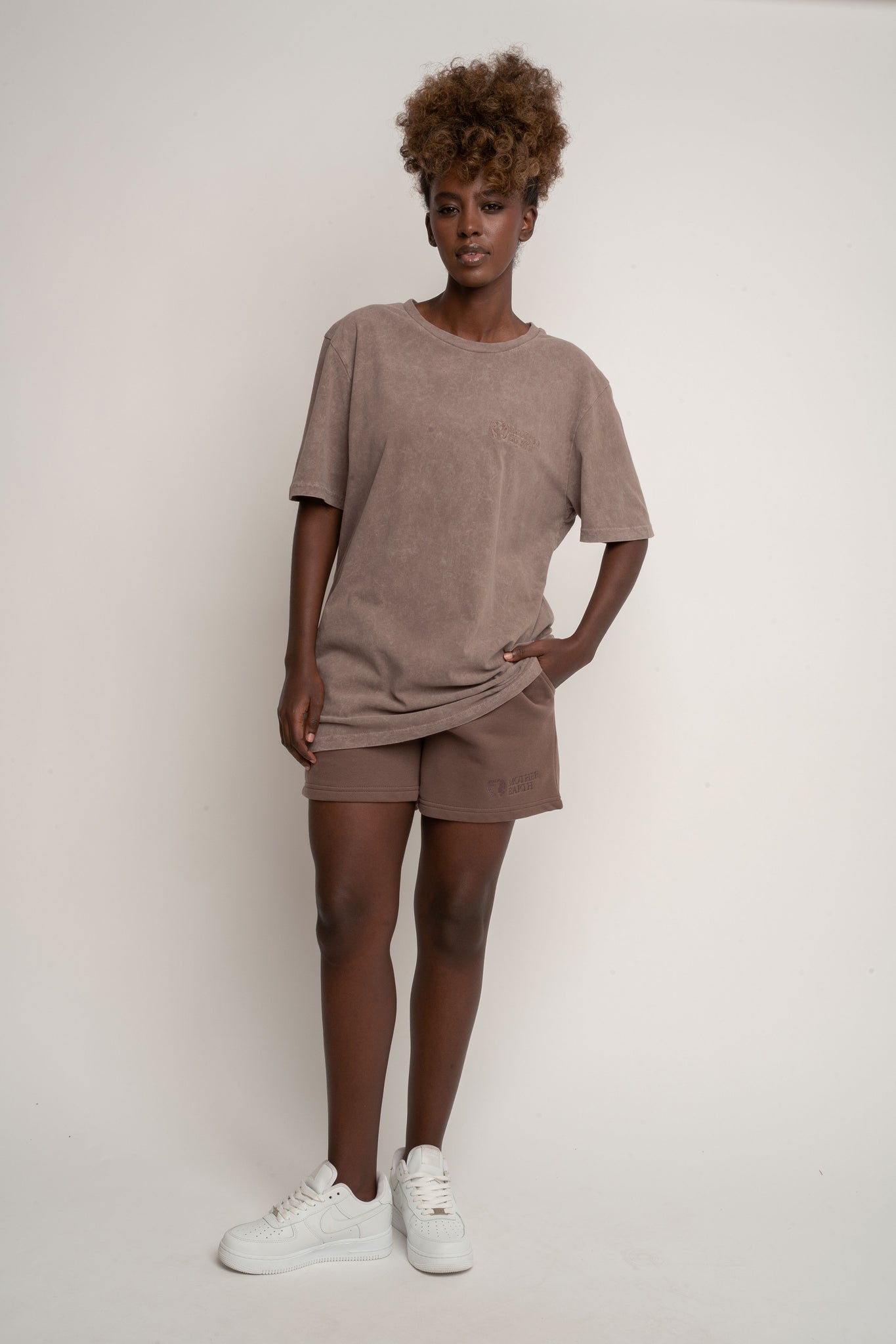 WASHED EFFECT T-SHIRT BROWN - TAHOE