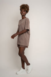 WASHED EFFECT T-SHIRT BROWN - TAHOE
