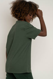 T-SHIRT OVERSIZE Z DELIKATNYM EFEKTEM SPRANIA ZIELONY - FLORES