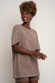 WASHED EFFECT T-SHIRT BROWN - TAHOE