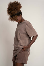 WASHED EFFECT T-SHIRT BROWN - TAHOE