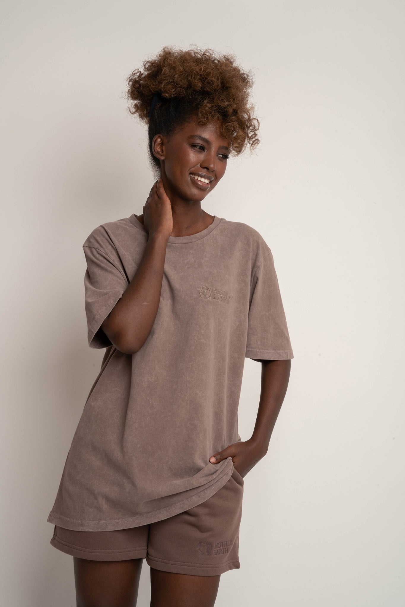 WASHED EFFECT T-SHIRT BROWN - TAHOE