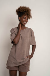 WASHED EFFECT T-SHIRT BROWN - TAHOE
