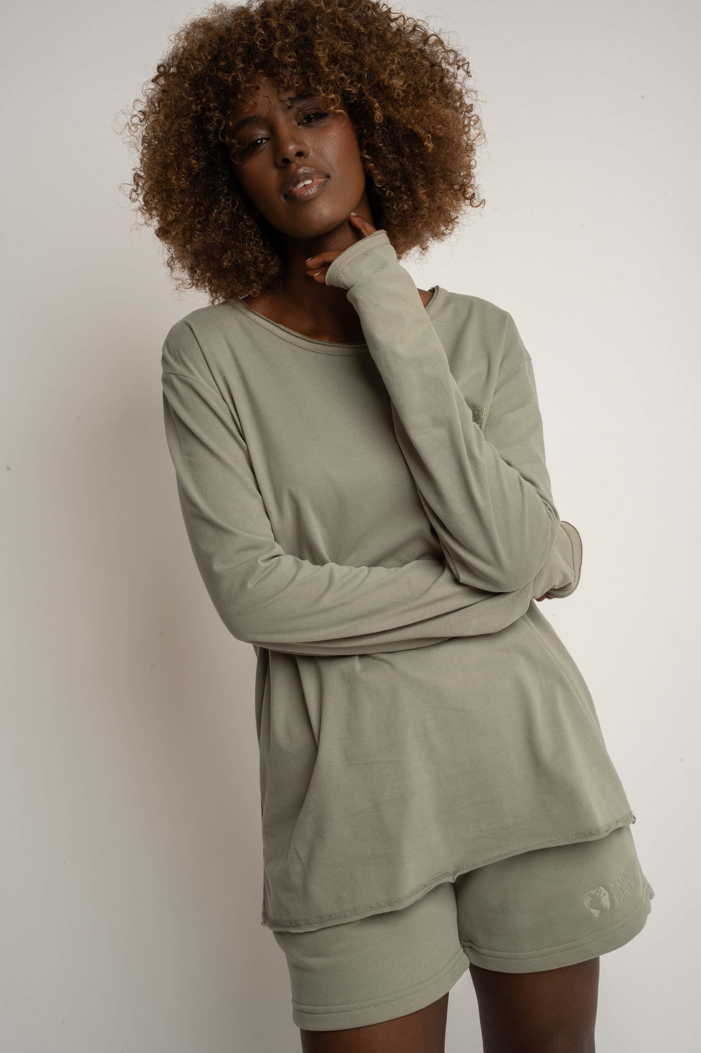 COTTON LONG SLEEVE TOP GREEN - NAMIB