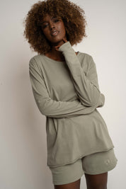 COTTON LONG SLEEVE TOP GREEN - NAMIB