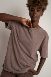 WASHED EFFECT T-SHIRT BROWN - TAHOE