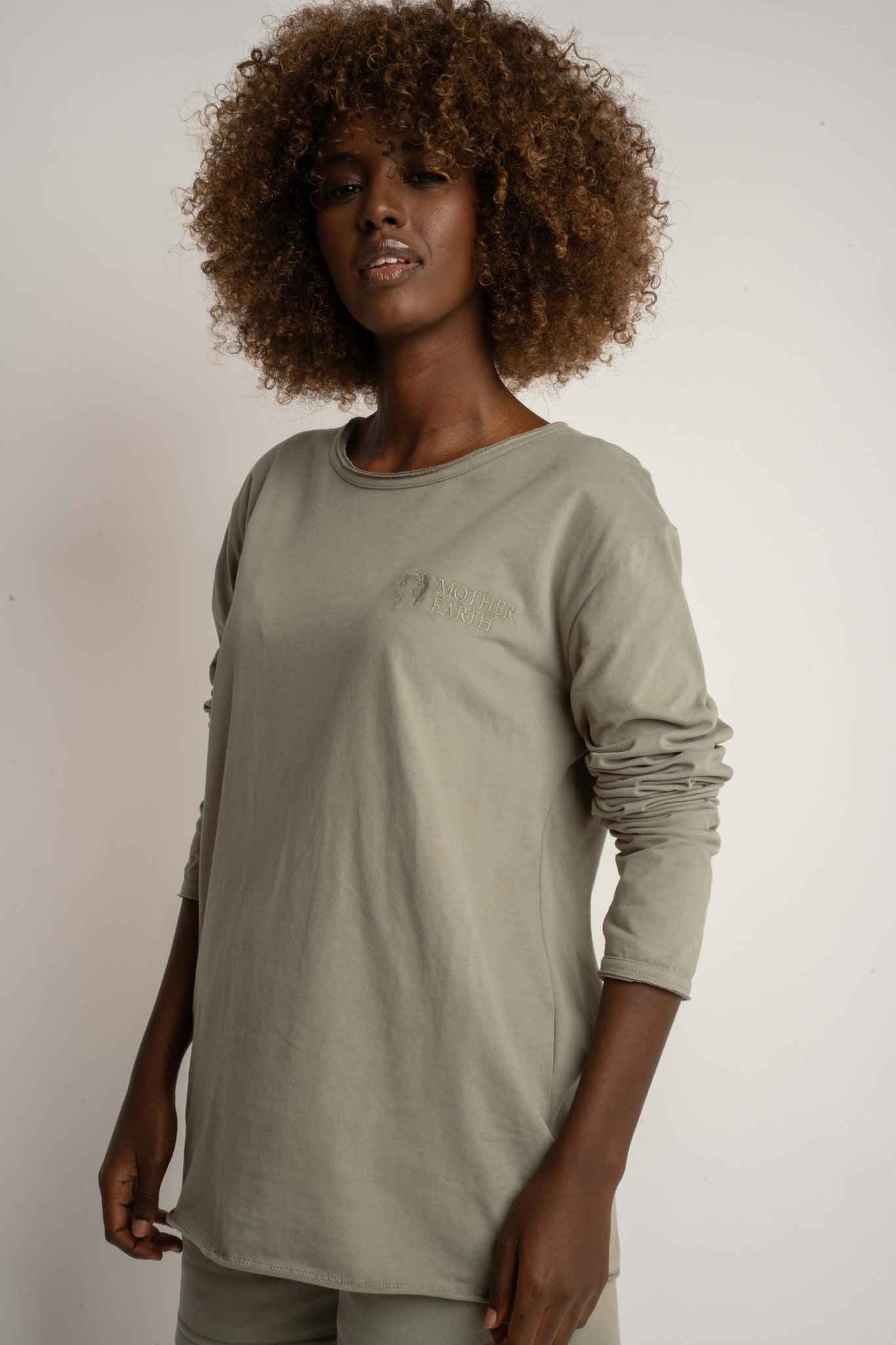 COTTON LONG SLEEVE TOP GREEN - NAMIB