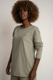COTTON LONG SLEEVE TOP GREEN - NAMIB