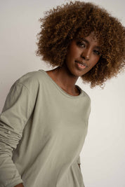 COTTON LONG SLEEVE TOP GREEN - NAMIB
