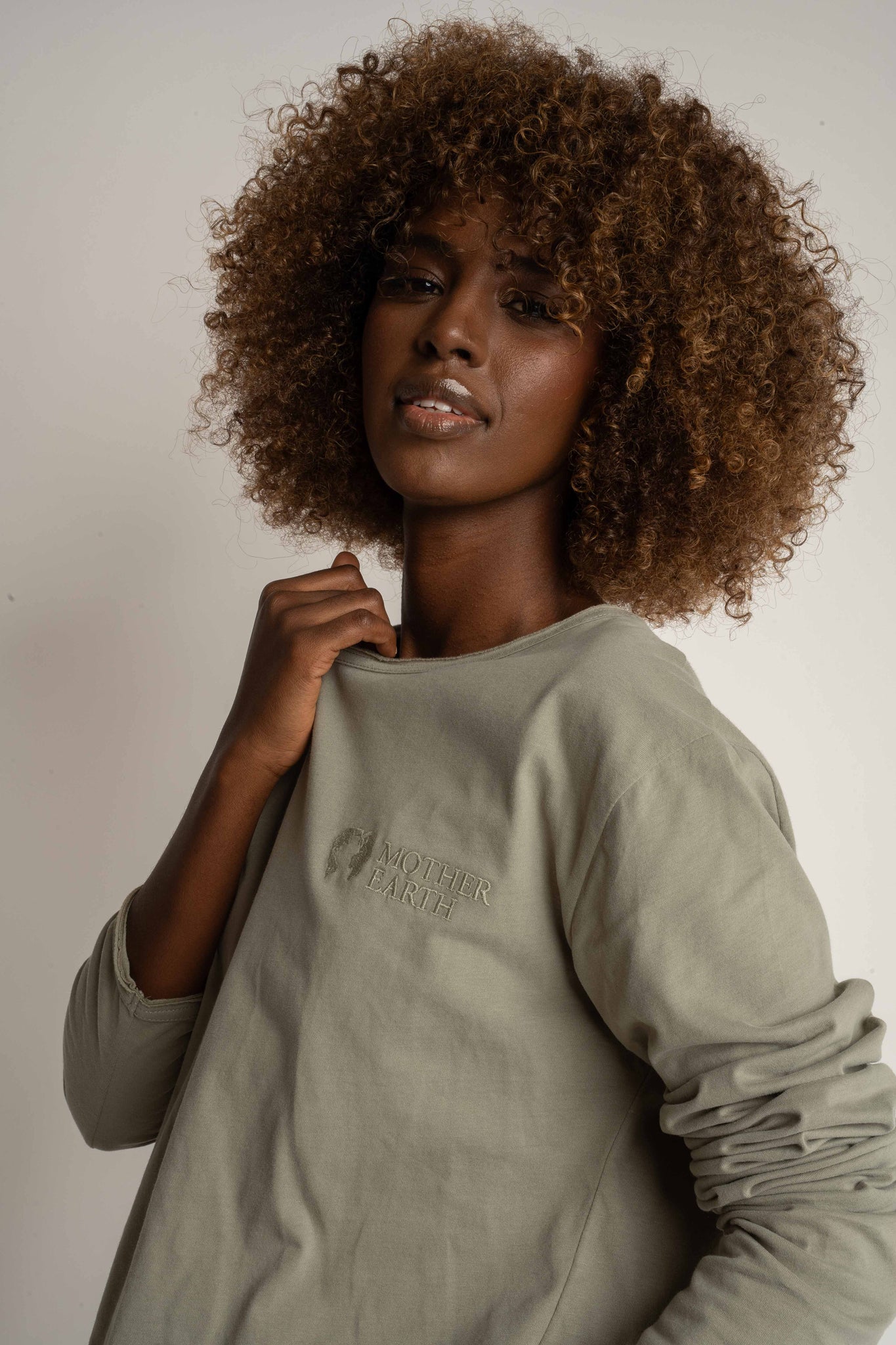 COTTON LONG SLEEVE TOP GREEN - NAMIB