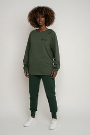 LONGSLEEVE OVERSIZE Z DELIKATNYM EFEKTEM SPRANIA ZIELONY - OBILATU