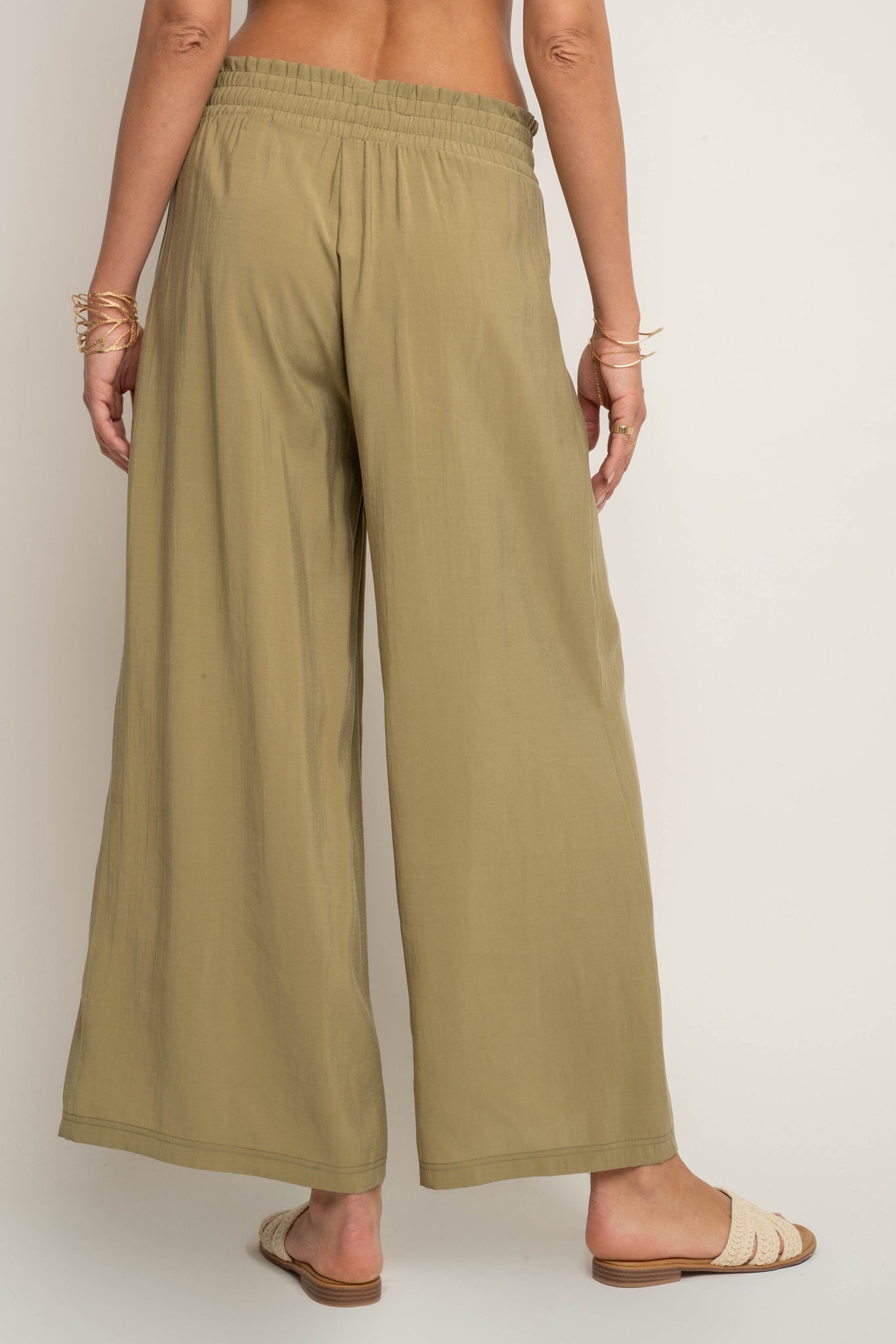 DAMSKIE SPODNIE Z MODALU ZIELONE - KYMA