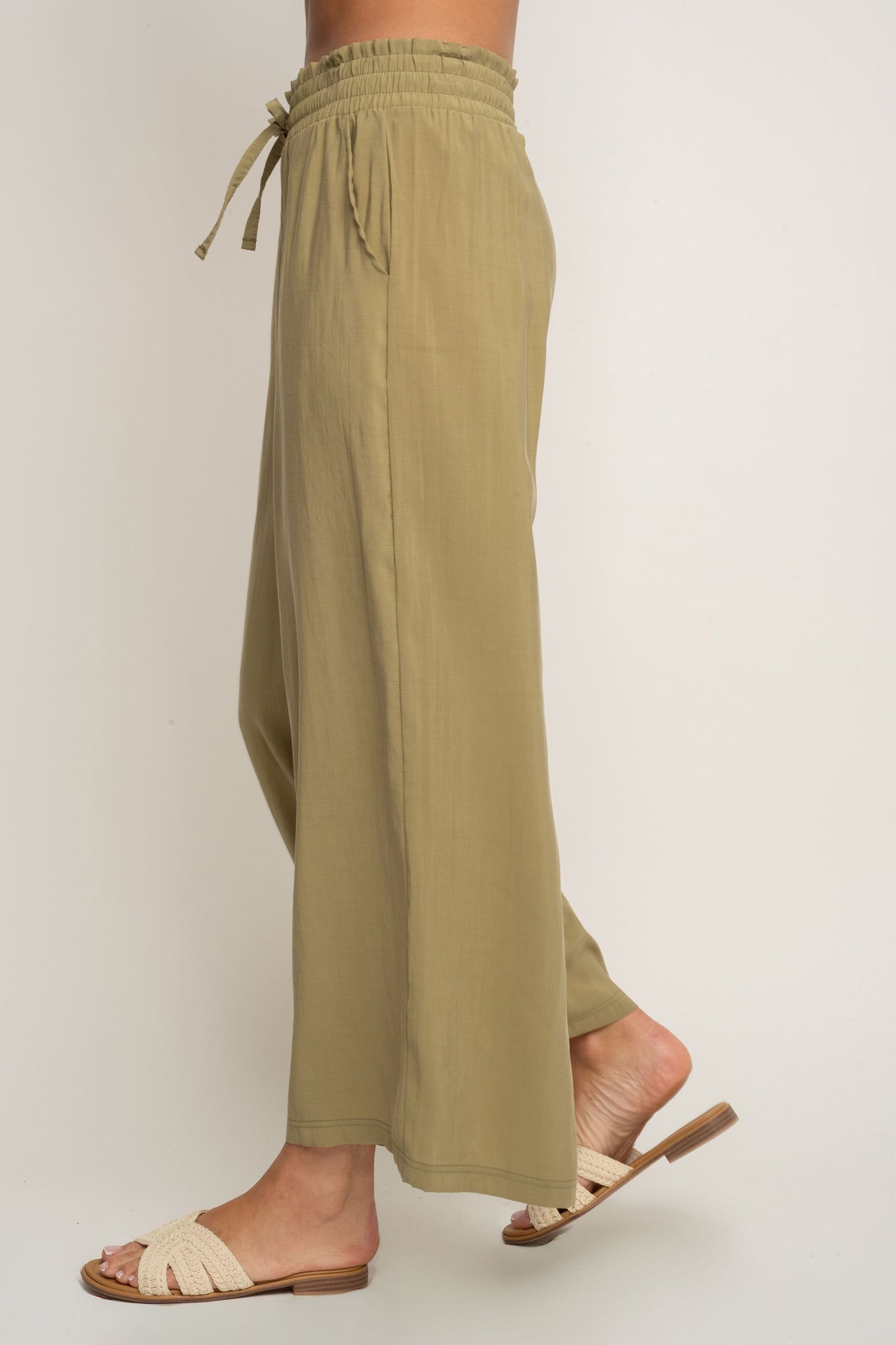 DAMSKIE SPODNIE Z MODALU ZIELONE - KYMA