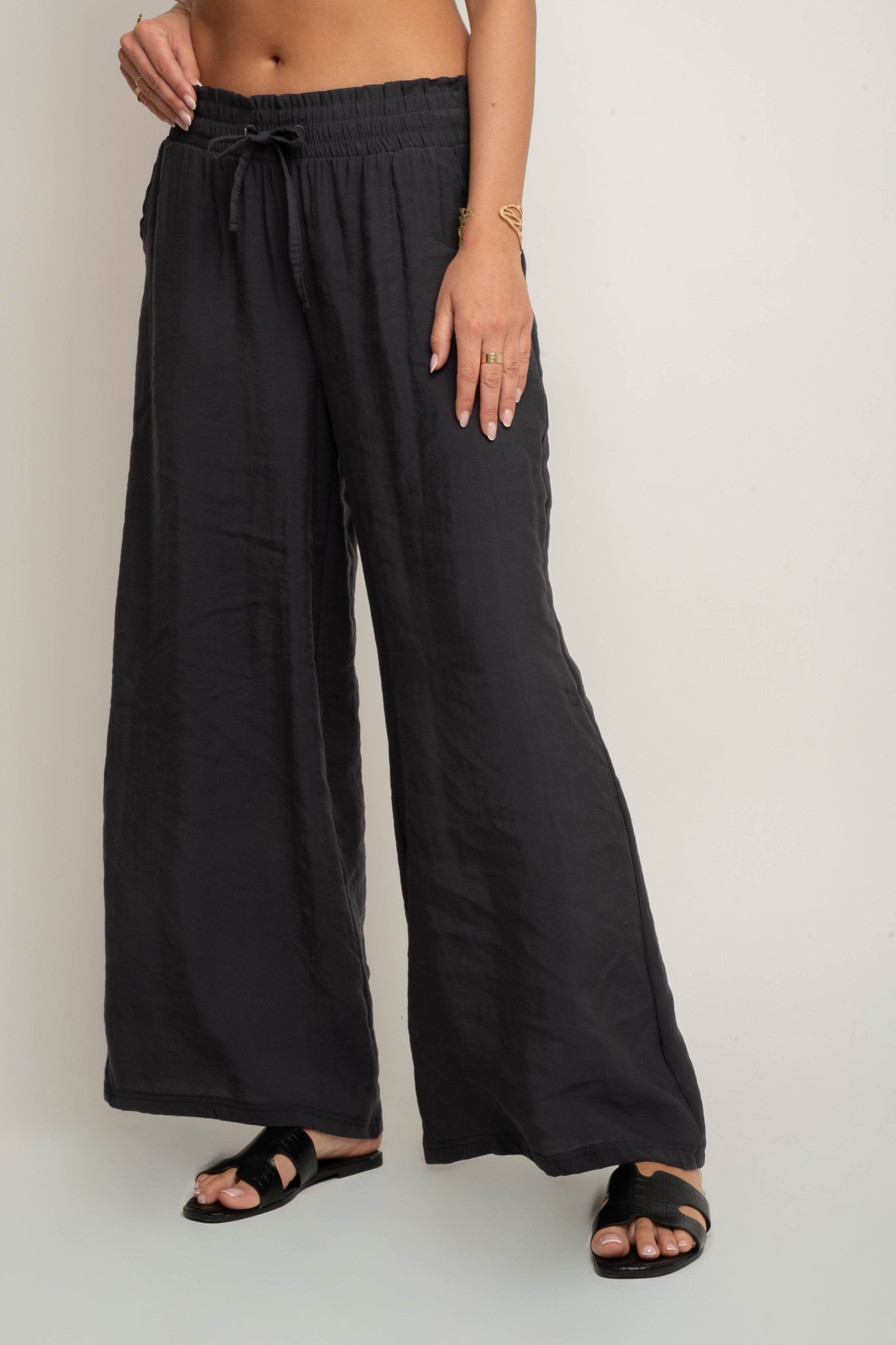 DAMSKIE SPODNIE Z MODALU GRAFITOWE - KYMA