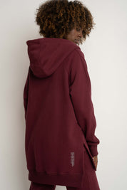 BLUZA Z KAPTUREM OVERSIZE BORDOWA - ESMERALDA