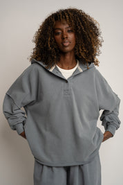 WASHED EFFECT HOODIE ANTHRACITE - LIMFJORD