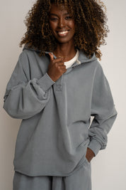 WASHED EFFECT HOODIE ANTHRACITE - LIMFJORD