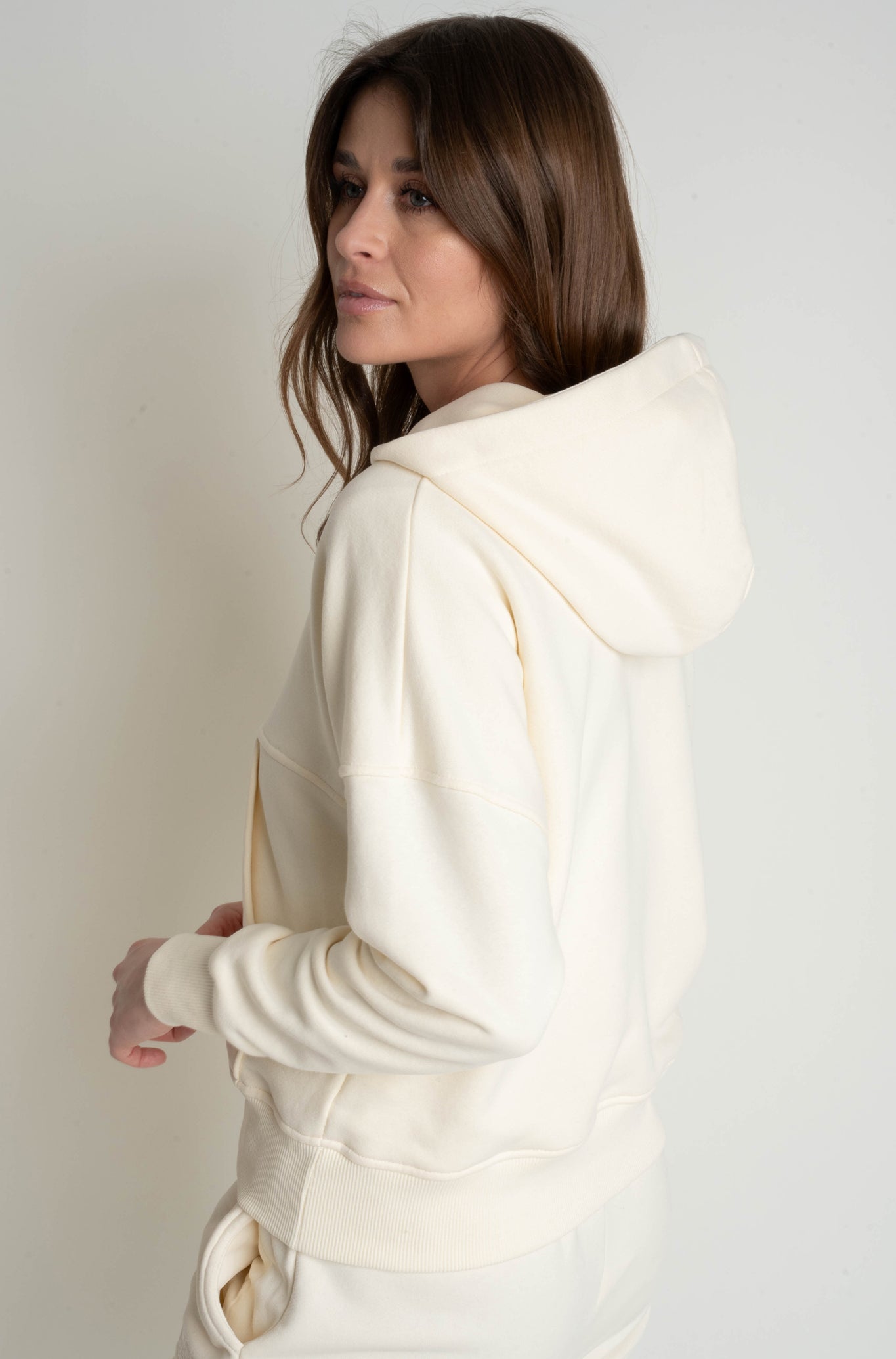 ECRU HOODED SWEATSHIRT - MURIA