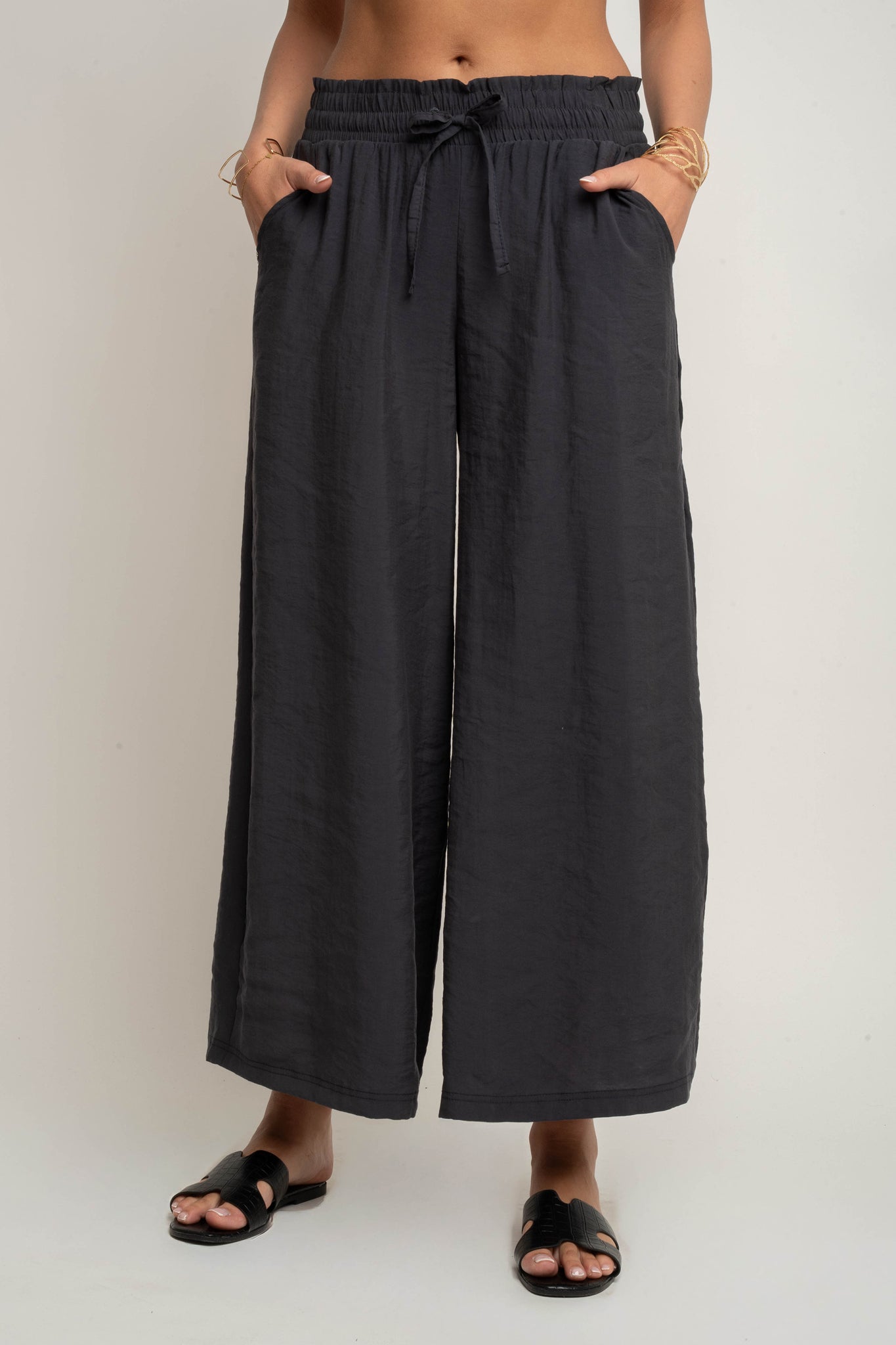 DAMSKIE SPODNIE Z MODALU GRAFITOWE - KYMA